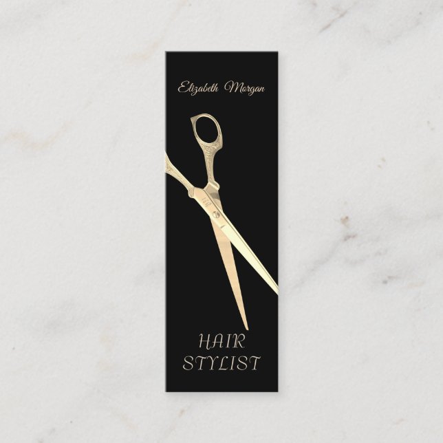 Modern Elegant Enkel Slät, Guld Sax Svart Mini Visitkort (Framsida)
