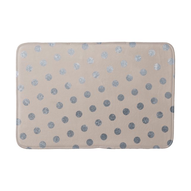 Modern Elegant - enkel titel & Silver Polka dots Badrumsmatta (Framsidan)