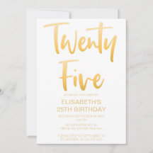 Modern Elegant Enkel Vit 25-års Födelsedagsfest