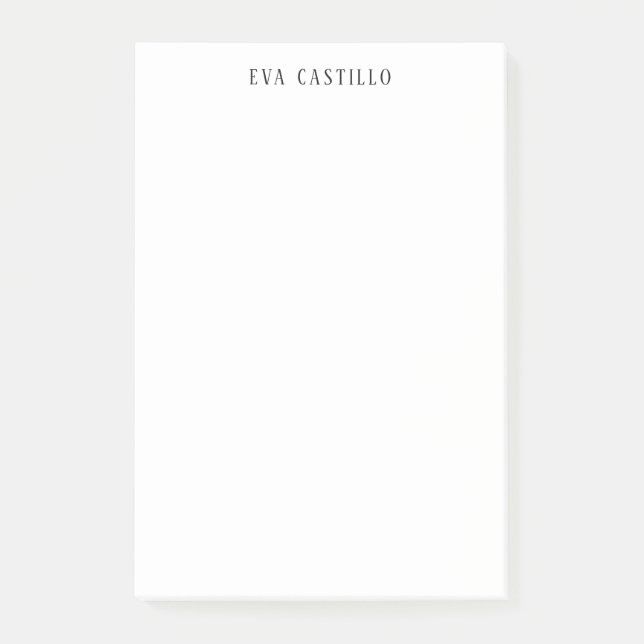 Modern Elegant Enkel Vit Professionell Egen Namn Post-it Block (Framsida)