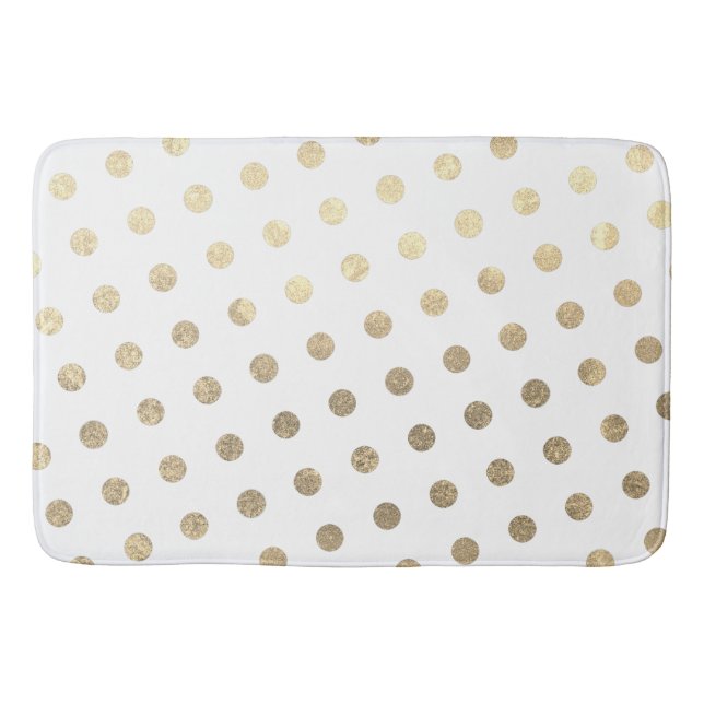 Modern Elegant Enkel Vit ros Guld Polka dots Badrumsmatta (Framsidan)