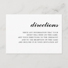 Modern Elegant, enkelt Bröllop Directions Black Tilläggskort