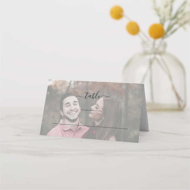 Modern Elegant - enkelt foto-Bröllop-mappat Placeringskort (Framsida)