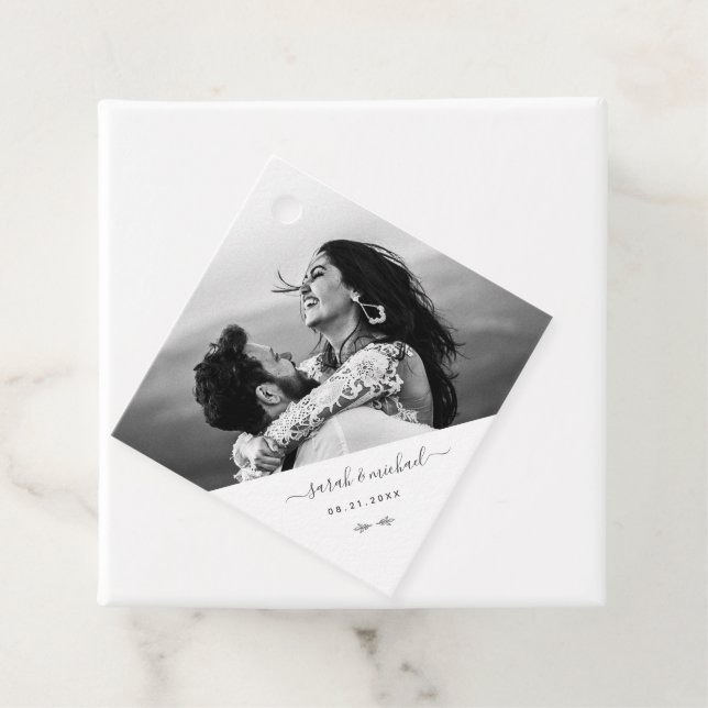 Modern Elegant - enkelt foto Bröllop tack. Gåvor Etiketter (På plats)