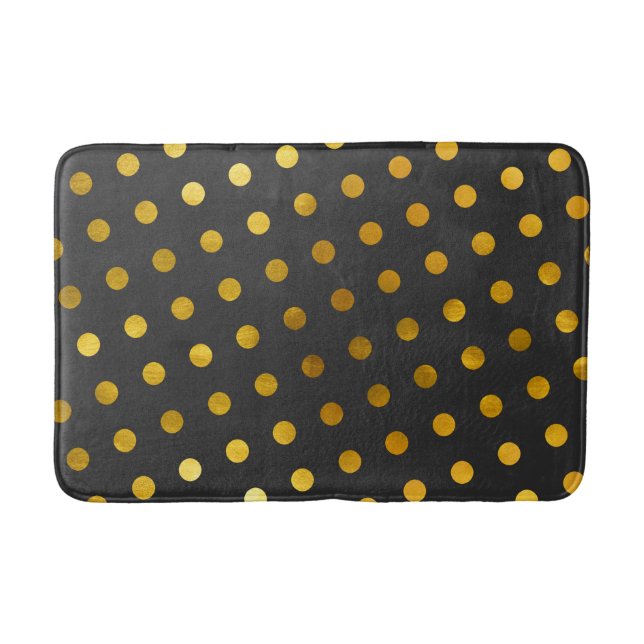 Modern Elegant - enkelt kol och Guld Polka dots Badrumsmatta (Framsidan)