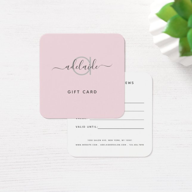 Modern Elegant - enkelt monogram  presentkort Fyrkantigt Visitkort (Skivbord)