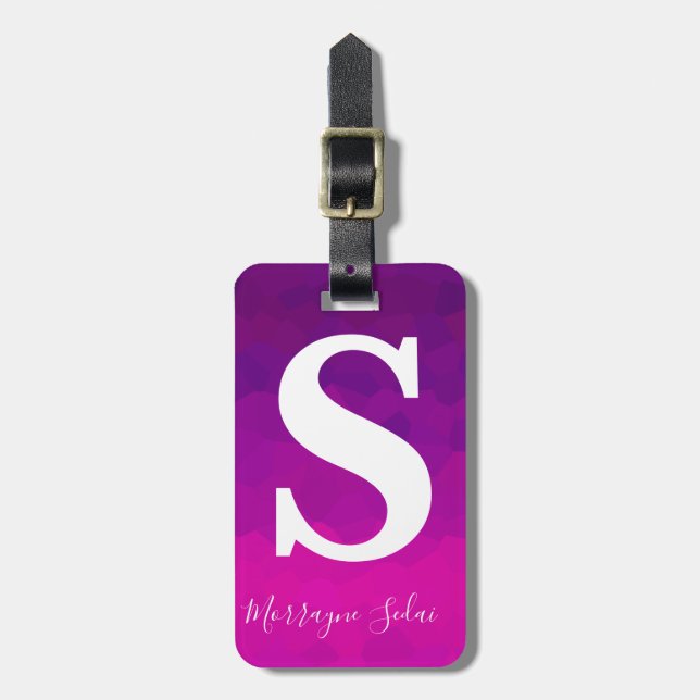 Modern Elegant Enkelt vattenfärgsberg Monogram Bagagebricka (Vertikal Framsida)