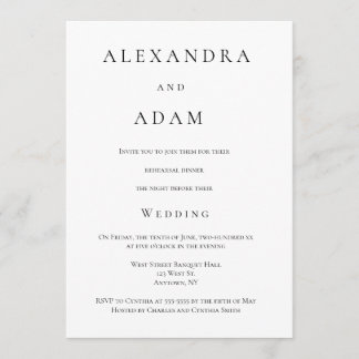 Modern elegant - enkla middagsinbjudningar inbjudningar