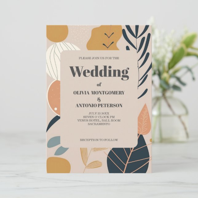 Modern Elegant Estetisk Boho Mönster Bröllop Inbjudningar (Stående Fram)
