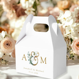 Modern Elegant Eucalyptus Ampersand Bröllop Presentaskar