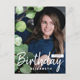 Modern Elegant Eucalyptus Birthday Hälsning Photo Vykort