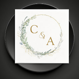 Modern, elegant eucalyptus bröllop napkins pappersservett