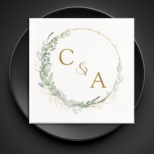 Modern, elegant eucalyptus bröllop napkins pappersservett (Skapare uppladdad)