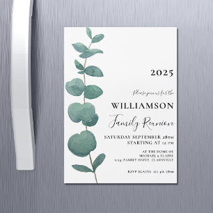 Modern Elegant Eucalyptus Familjeåterförening  Magnetisk Inbjudningskort