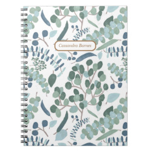 Modern Elegant Eucalyptus Foliage Namn Spiral Anteckningsbok