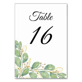 Modern Elegant Eucalyptus Greenery Bröllop Bordsnummer