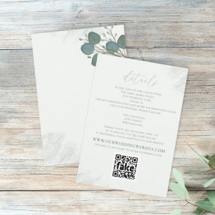 Modern Elegant Eucalyptus Greenery Details QR Code Tilläggskort