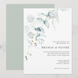 Modern Elegant Eucalyptus Greenery Inbjudningar