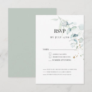 Modern Elegant Eucalyptus Greenery Meal Choice OSA Kort