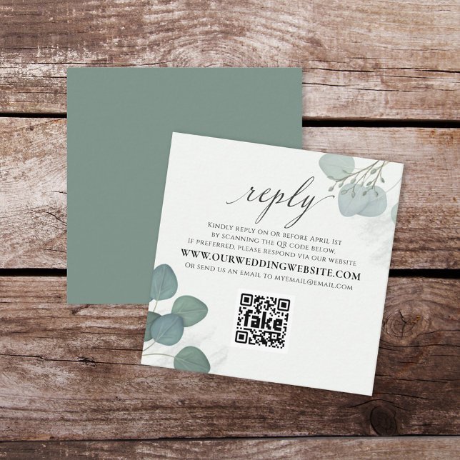 Modern Elegant Eucalyptus Greenery QR Code OSA Fyrkantigt Visitkort (Skapare uppladdad)