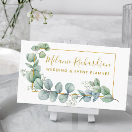 Modern Elegant Eucalyptus Löv och Guld Visitkort