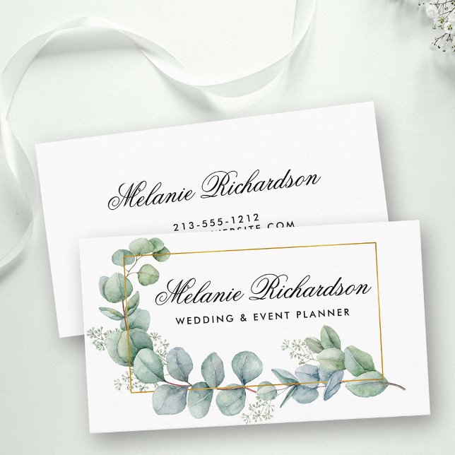 Modern Elegant Eucalyptus Lövs Greenery Visitkort (Customize to change text size, color or text style.)