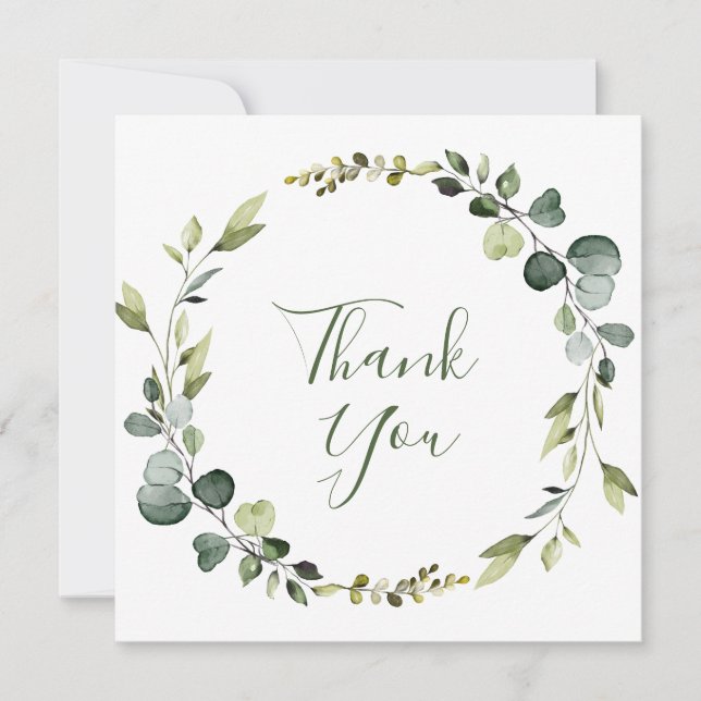 Modern Elegant Eucalyptus Watercolor WandeBoho Tack Kort (Framsida)