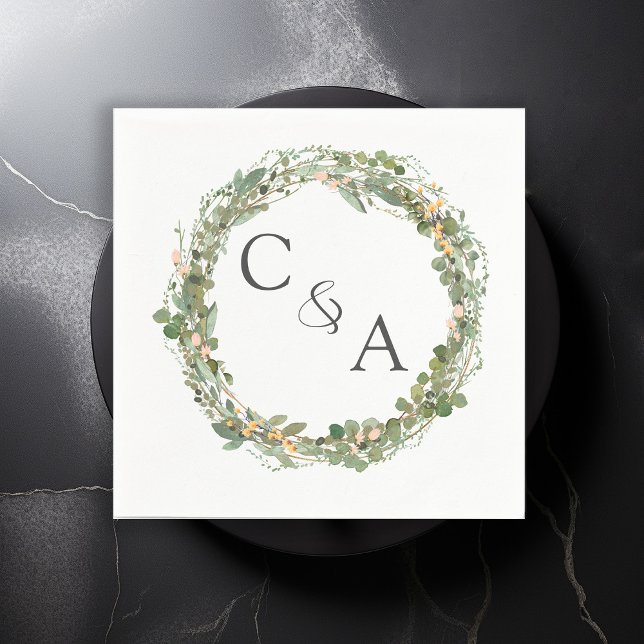 Modern, elegant, eukalyptus bröllop pappersservett (Skapare uppladdad)