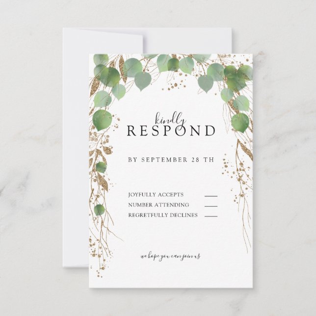 Modern, elegant eukalyptus glitter RSVP-kort OSA Kort (Framsida)