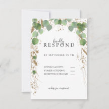 Modern, elegant eukalyptus glitter RSVP-kort