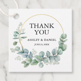 Modern Elegant Eukalyptus Guld Bröllop Tacksamhet Gåvor Etiketter