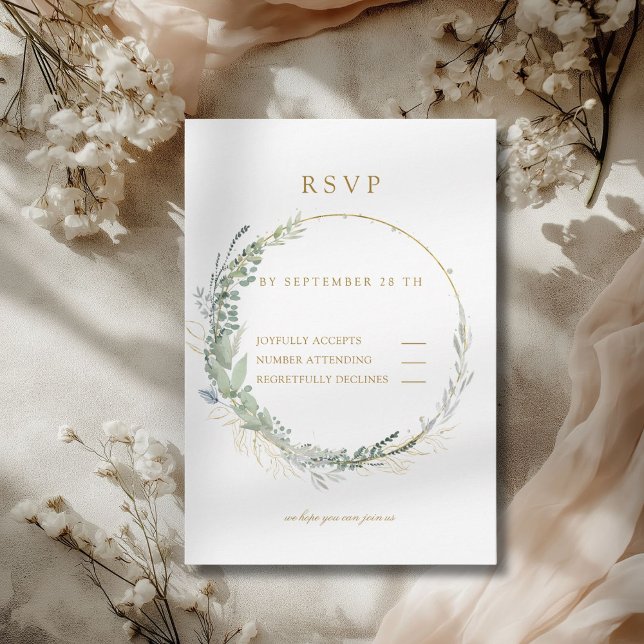 Modern Elegant Eukalyptusbröllop    OSA Kort (Modern Elegant Eucalyptus Wedding RSVP Card)