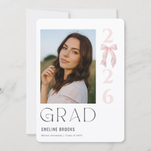 Modern Elegant Examenfoto Rosa Band Studentenexame Meddelande
