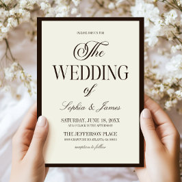Modern Elegant Expresso Brown Ivory Wedding Inbjudningar
