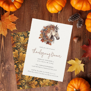 Modern Elegant Fall Horse Equestrian Thanksgiving Inbjudningar
