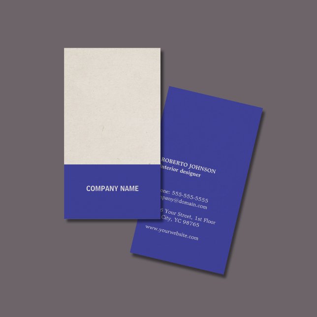 Modern Elegant Fals Kraftpapper Blå Konsult Visitkort (Skapare uppladdad)