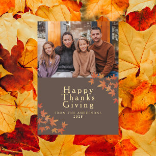 Modern Elegant Familjefoto Glad Thanksgiving Julkort