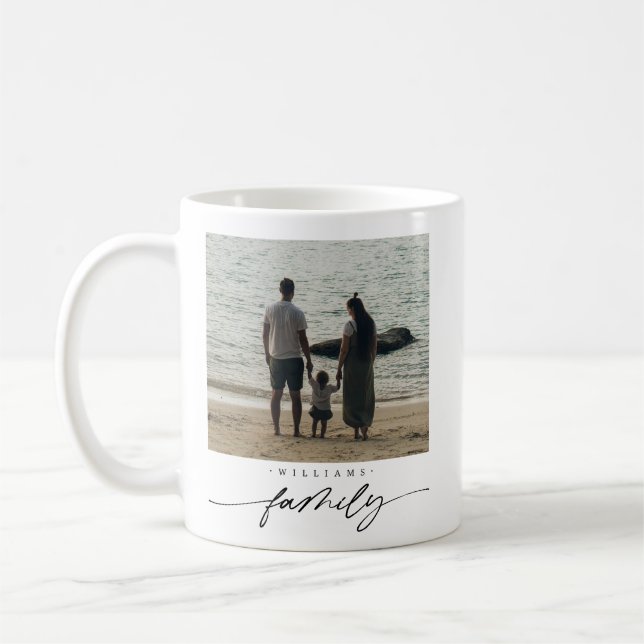 Modern Elegant Familjefoto Script Typografi Kaffemugg (Vänster)