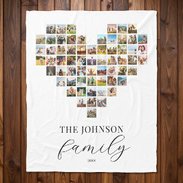 Modern Elegant Family Hjärtformade Photo Collage Fleecefilt