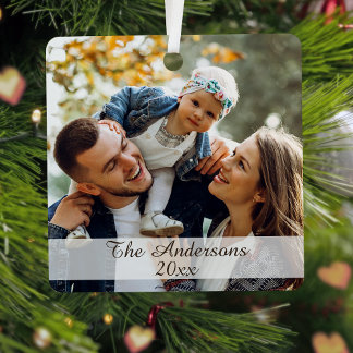 Modern Elegant Family Photo Anpassningsbar 2 Side Julgransdekoration