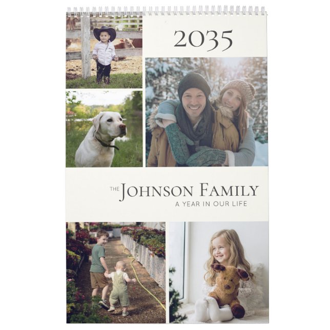 Modern Elegant Family Photo Calendar Kalender (Omslag)