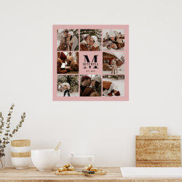 Modern Elegant Family Photo Collage Rosa Keepsak Poster