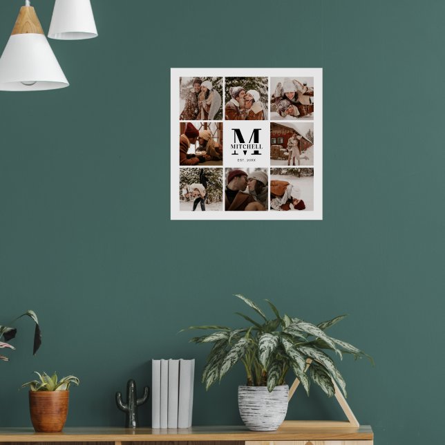 Modern Elegant Family Photo Collage White Keepsak Poster (Vardagsrum 1)