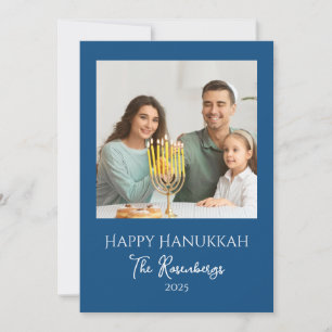 Modern Elegant Family Photo Hanukkah Julkort