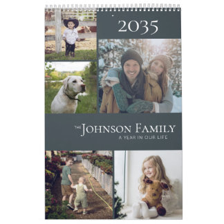 Modern Elegant Färg Familj Foto Kalender