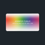 Modern Elegant Färg-mall färgstark Adress Adressetikett<br><div class="desc">Modern Elegant Färg-mall färglös adressetikett. Perfekt för direktörer,  konsulter,  chefer,  formgivare,  musiker,  realtors,  Corporate Professionells,  Beauty Salons,  Hair Stylist,  Makeup Artists,  all Professionals.</div>