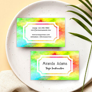 Modern Elegant Färgrik Akvarell Yoga Instruktör Visitkort