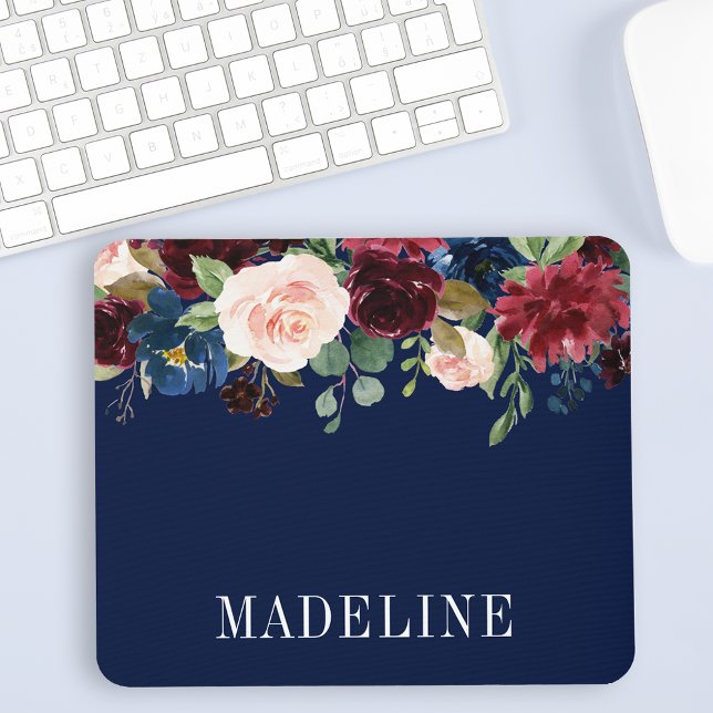 Modern Elegant Fashionable Watercolor Blommigt Musmatta (Customize to change text size, color or text style.)