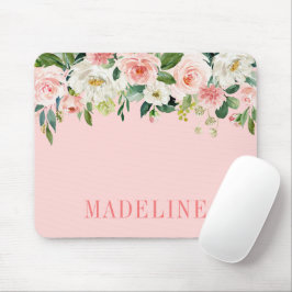 Modern Elegant Fashionable Watercolor Rosa Blommig Musmatta