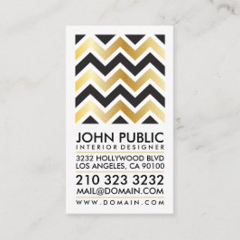 Modern Elegant Faux Gold Foil Black Chevron Visitkort